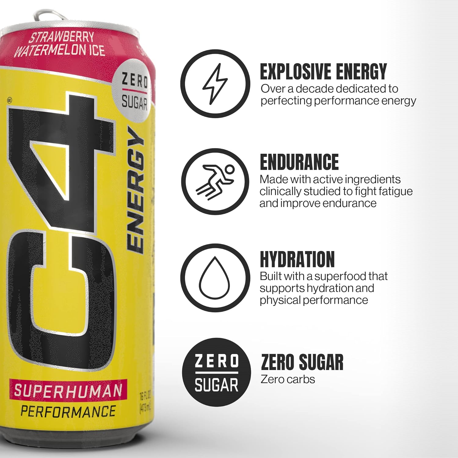 Cellucor C4 Energy Drink， STARBURST Strawberry， Carbonated Sugar Free Pre Workout Performance Drink with no Artificial Colors or Dyes， Pack of 12 - Image 2